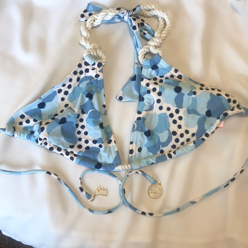 Juicy couture blue flower & polka dot rope bikini